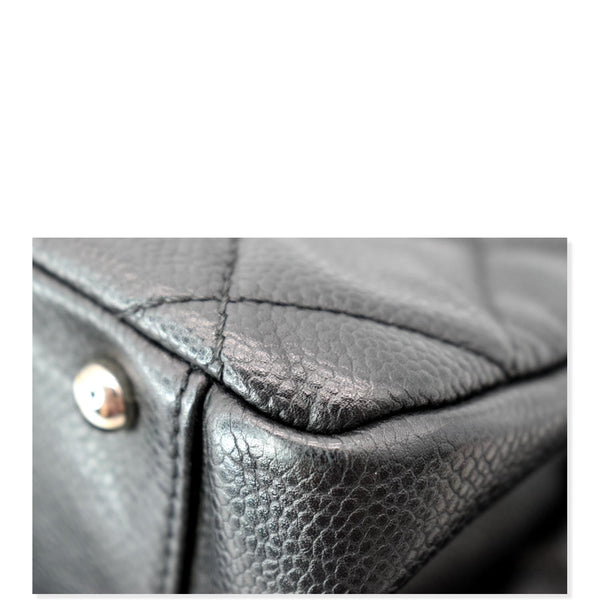 CHANEL Timeless CC Soft Quilted Caviar Leather Shopping Tote Bag Black
