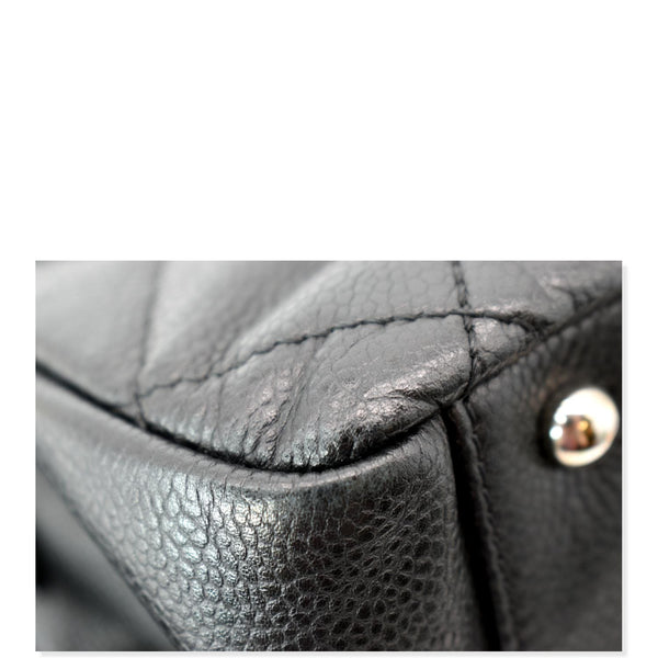 CHANEL Timeless CC Soft Quilted Caviar Leather Shopping Tote Bag Black