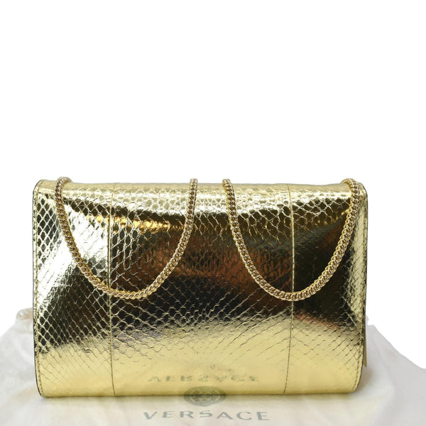 VERSACE Palazzo Medusa Metallic Leather Chain Clutch Bag
