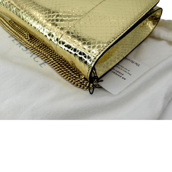 VERSACE Palazzo Medusa Metallic Leather Chain Clutch Bag