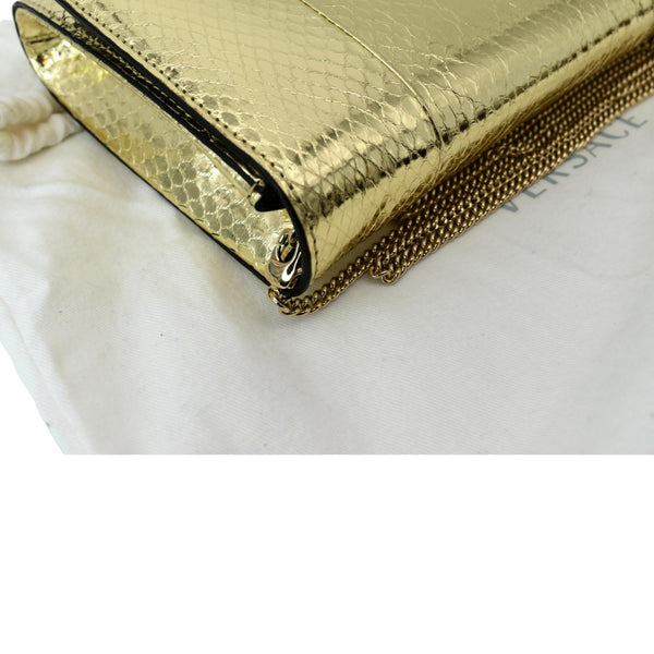 VERSACE Palazzo Medusa Metallic Leather Chain Clutch Bag