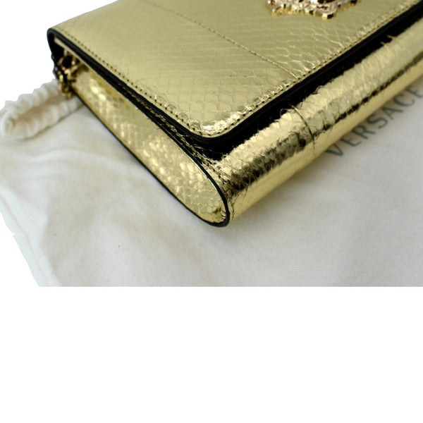 VERSACE Palazzo Medusa Metallic Leather Chain Clutch Bag