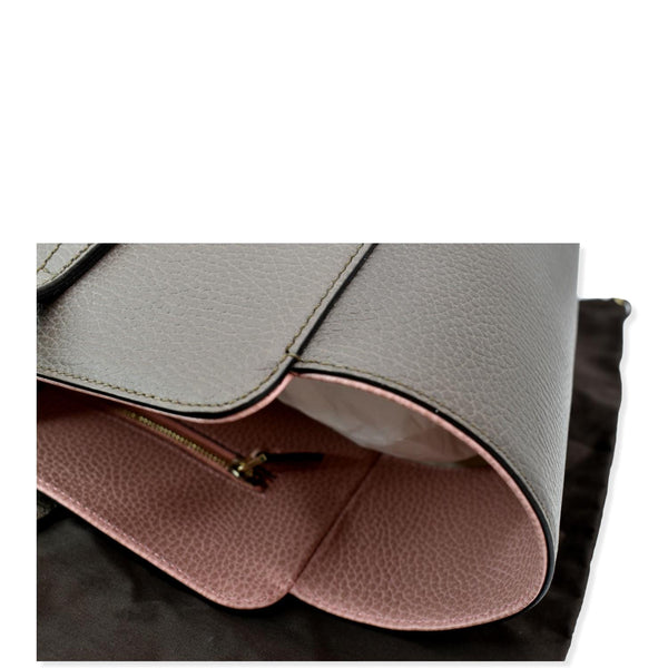 Gucci Swing Medium Pebbled Leather Tote Bag Taupe