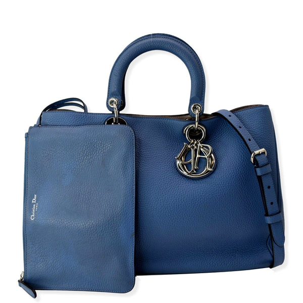 CHRISTIAN DIOR Large Diorissimo Leather Shoulder Bag Blue