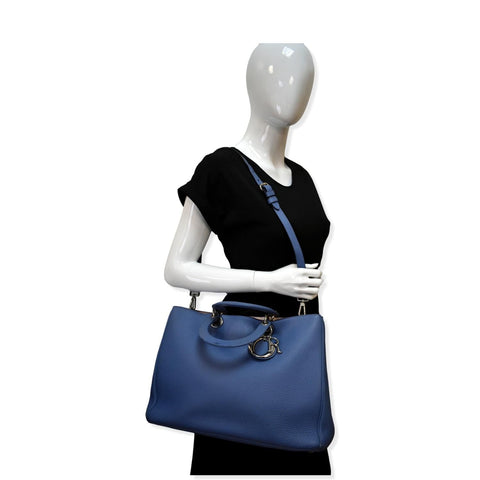 CHRISTIAN DIOR Large Diorissimo Leather Shoulder Bag Blue