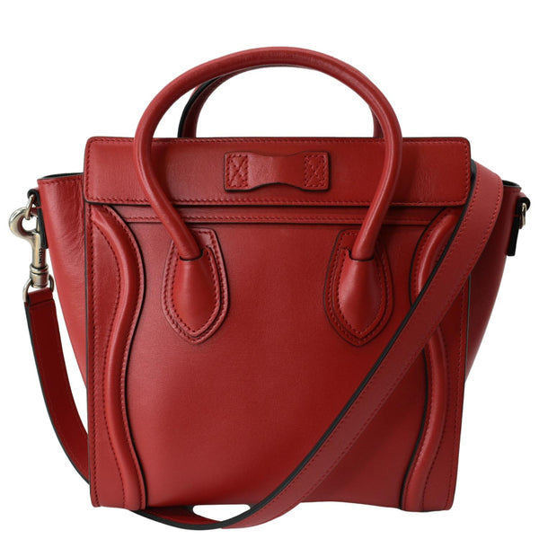 Celine Nano Luggage Leather Shoulder Bag Red For Women