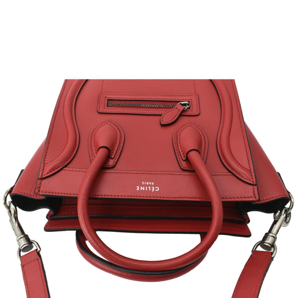 Celine Nano Luggage Leather Shoulder Bag Red For Women