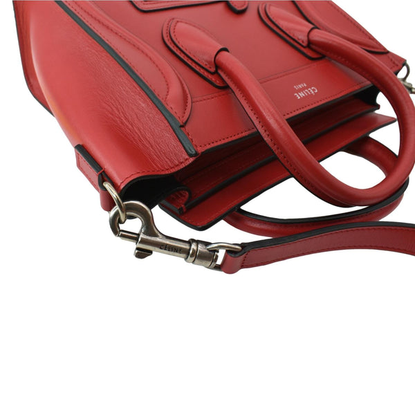 Celine Nano Luggage Leather Shoulder Bag Red For Women