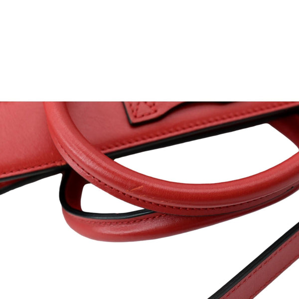 Celine Nano Luggage Leather Shoulder Bag Red For Women