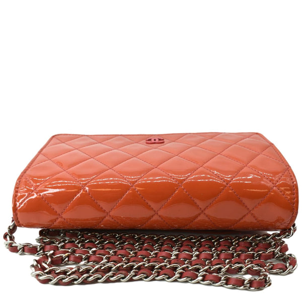 Chanel WOC Patent Leather Wallet On Chain Clutch Bag Red.