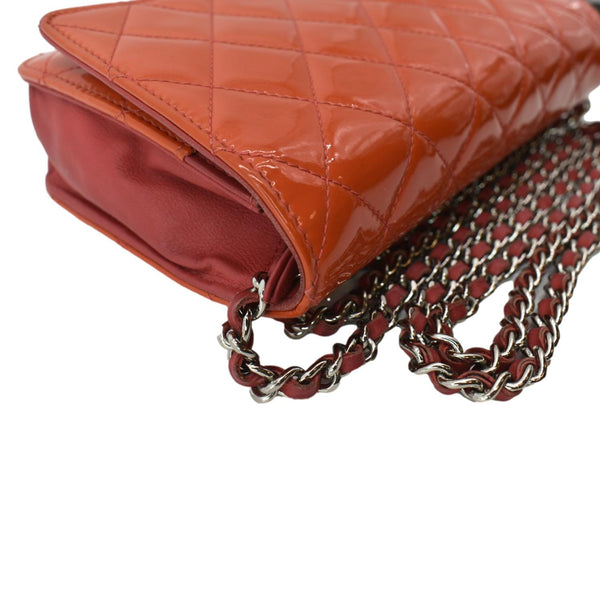 Chanel WOC Patent Leather Wallet On Chain Clutch Bag Red