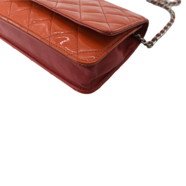 Chanel WOC Patent Leather Wallet On Chain Clutch Bag Red