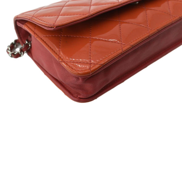 Chanel WOC Patent Leather Wallet On Chain Clutch Bag Red