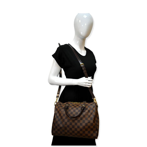 LOUIS VUITTON Speedy 30 Bandouliere Damier Ebene Satchel Bag Brown