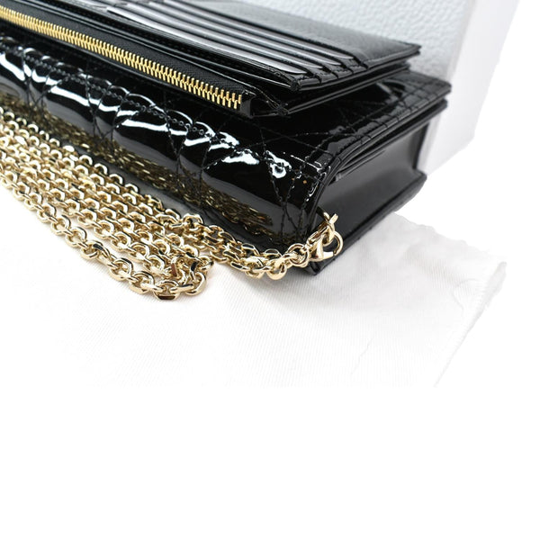 CHRISTIAN DIOR The Lady Dior Leather Chain Pouch Bag Black