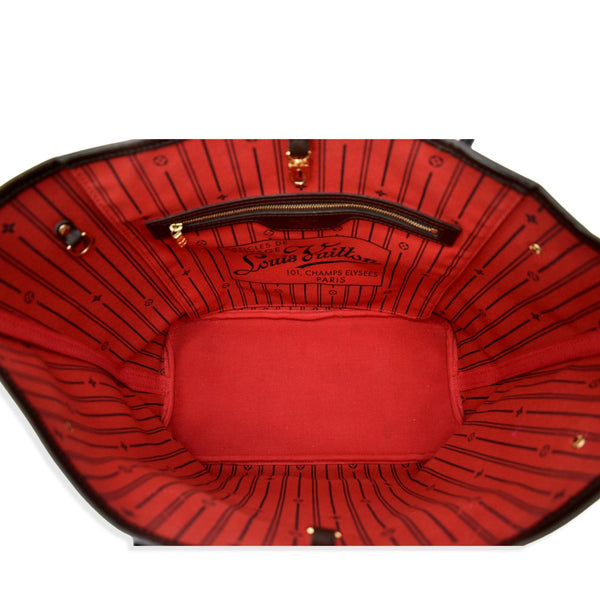 LOUIS VUITTON Neverfull MM Damier Ebene Tote Bag Brown