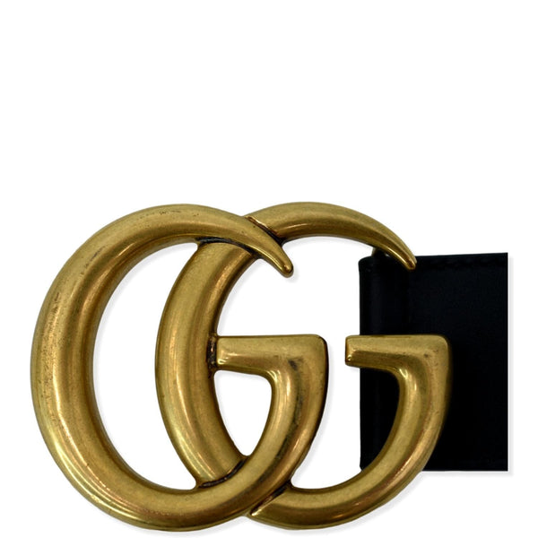 GUCCI Double G Buckle Leather Belt Black 397660