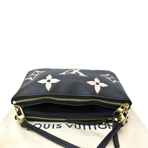 LOUIS VUITTON Double Zip Pochette Monogram Empreinte Crossbody Bag Bicolor