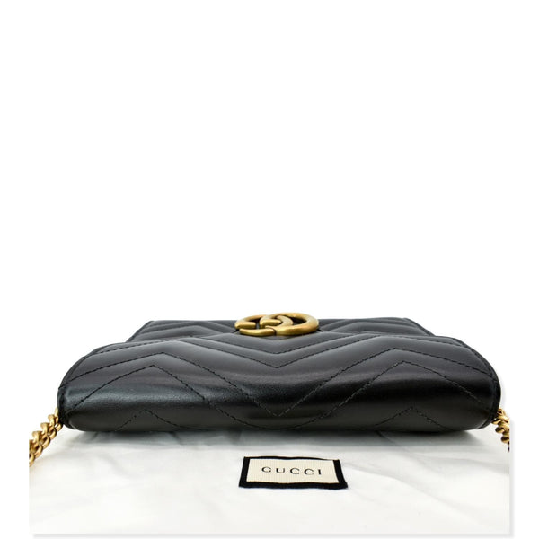 GUCCI GG Marmont Mini Matelasse Leather Crossbody Bag Black 474575