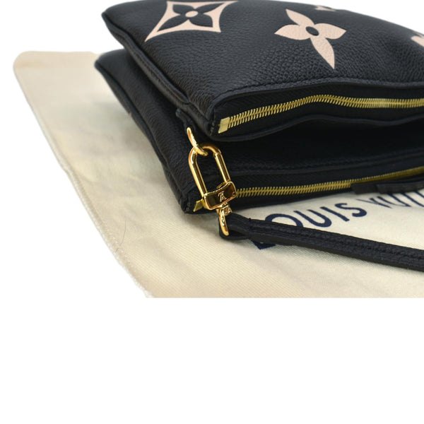 LOUIS VUITTON Double Zip Pochette Monogram Empreinte Crossbody Bag Bicolor