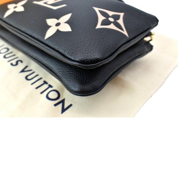 LOUIS VUITTON Double Zip Pochette Monogram Empreinte Crossbody Bag Bicolor
