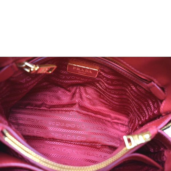 PRADA Lux Saffiano Leather Top Handle Satchel Bag Red