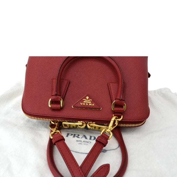 PRADA Lux Saffiano Leather Top Handle Satchel Bag Red