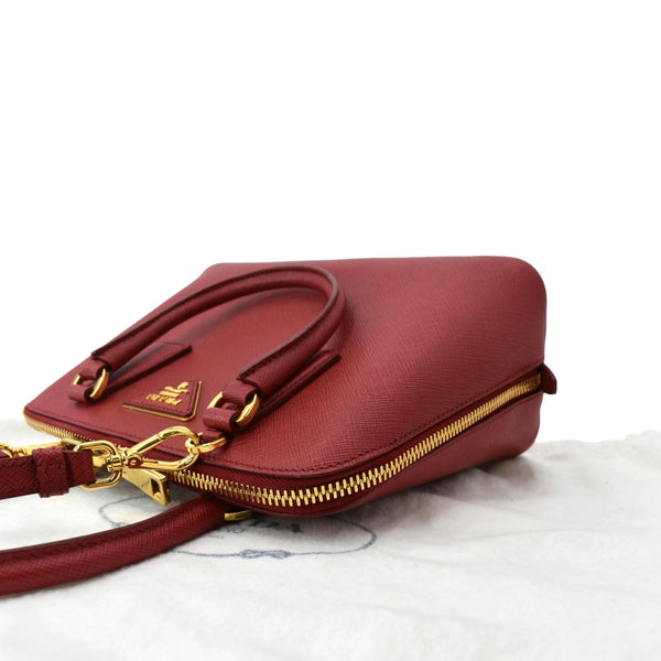 PRADA Lux Saffiano Leather Top Handle Satchel Bag Red
