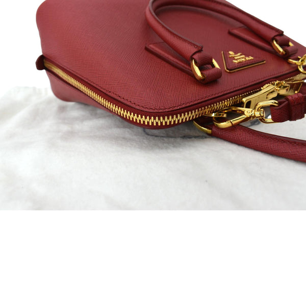 PRADA Lux Saffiano Leather Top Handle Satchel Bag Red