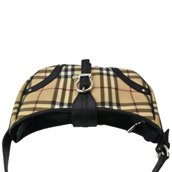 BURBERRY Buckle Small House Check Hobo Shoulder Bag Black