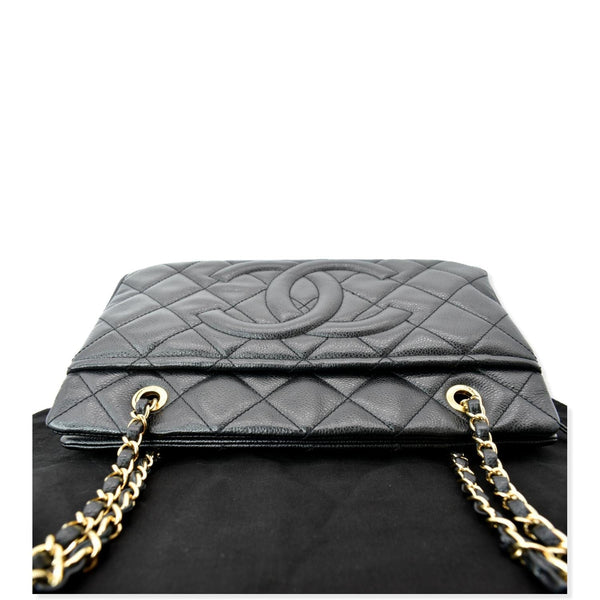 CHANEL Timeless CC Soft Quilted Caviar Leather Shopping Tote Bag Black