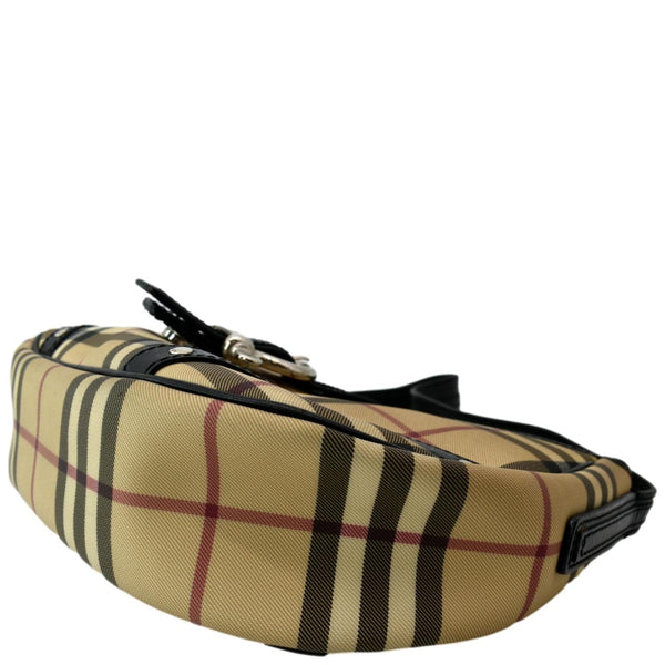 BURBERRY Buckle Small House Check Hobo Shoulder Bag Black