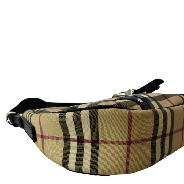 BURBERRY Buckle Small House Check Hobo Shoulder Bag Black