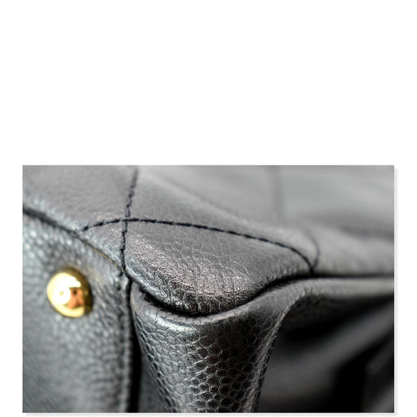 CHANEL Timeless CC Soft Quilted Caviar Leather Shopping Tote Bag Black