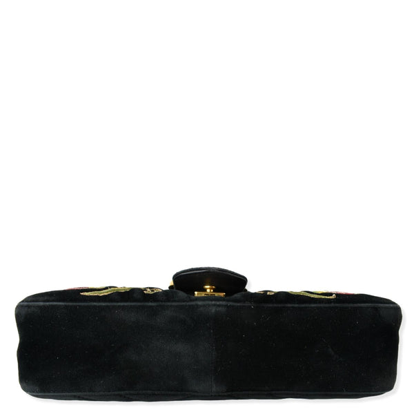 GUCCI Blind For Love Marmont Embroidered Velvet Shoulder Bag Black 443496