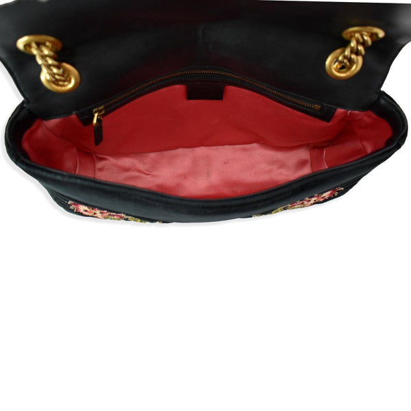 GUCCI Blind For Love Marmont Embroidered Velvet Shoulder Bag Black 443496