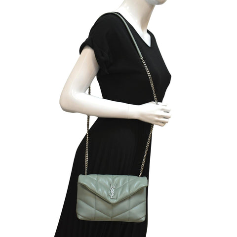 YVES SAINT LAURENT Small Loulou Puffer Leather Crossbody Bag Vert Opaline