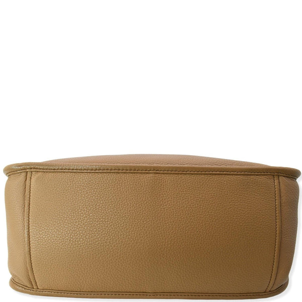 PRADA Logo Soft Leather Hobo Shoulder Bag Taupe | DDH