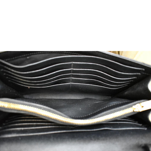 Yves Saint Laurent Embossed Leather Wallet on Chain Shoulder Bag Black