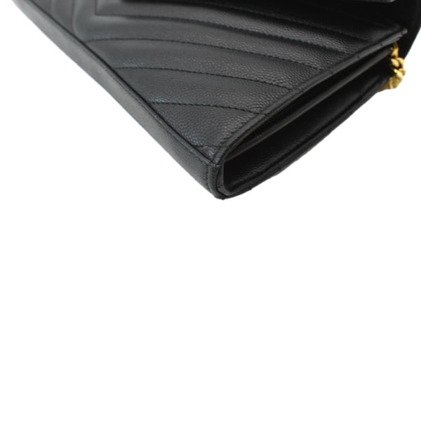 Yves Saint Laurent Embossed Leather Wallet on Chain Shoulder Bag Black