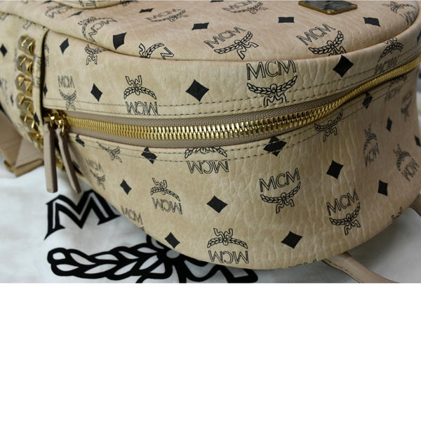 MCM Stark Classic Visetos Canvas Backpack Beige
