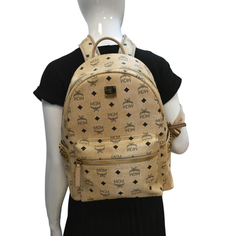 MCM Stark Classic Visetos Canvas Backpack Beige