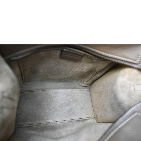 CELINE Nano Luggage Drummed Calfskin Leather Shoulder Bag Khaki