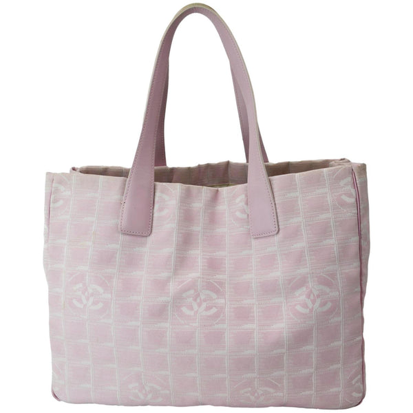 CHANEL CC Logo Travel Line Large Nylon Tote Bag Light Pink