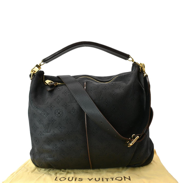 Louis Vuitton Selene MM Mahina Leather Tote Shoulder Bag Black Noir