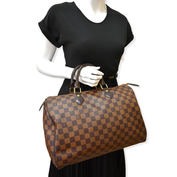 Louis Vuitton Speedy 35 Damier Ebene Satchel Bag Brown | DDH