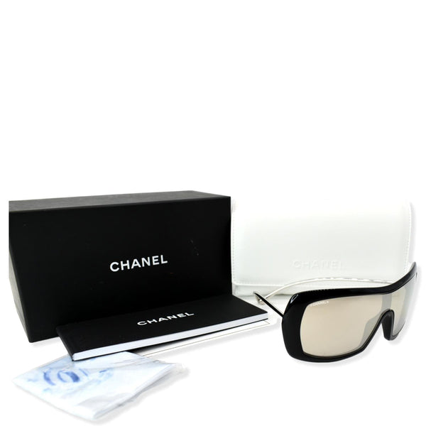 CHANEL Shield Acetate Sunglasses Metallic Lens