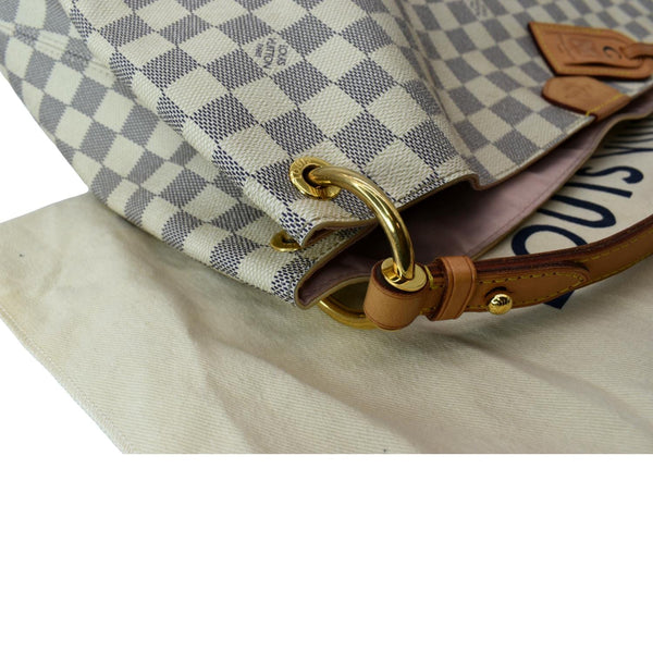 LOUIS VUITTON Graceful MM Damier Azur Hobo Shoulder Bag White