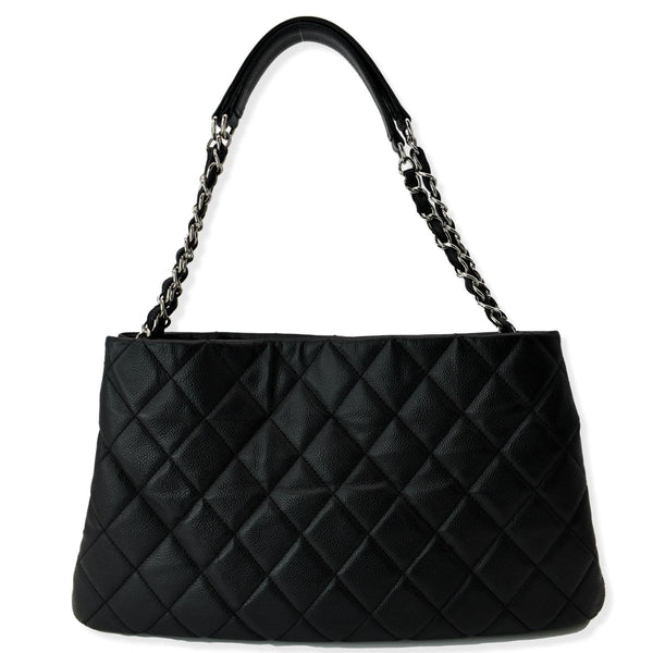 CHANEL Expandable Zip Around Caviar Quilted Tote Shoulder Bag Black