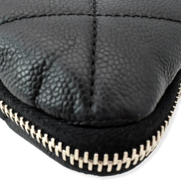 CHANEL Expandable Zip Around Caviar Quilted Tote Shoulder Bag Black
